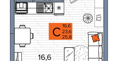 Студия, 25&nbsp;м²
