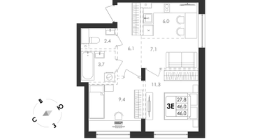 4-к. квартира, 68 м²