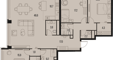 4-комнатная квартира, 157&nbsp;м²