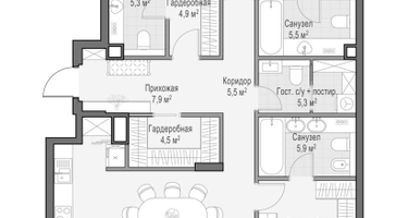3-к. квартира, 151&nbsp;м²