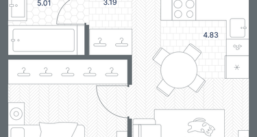 1-к. квартира, 42&nbsp;м²