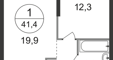 1-к. квартира, 41 м²