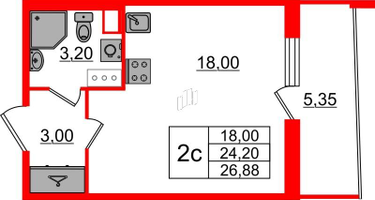 Студия, 24&nbsp;м²