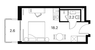 1-к. квартира, 23&nbsp;м²