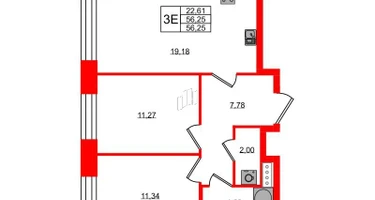 2-к. квартира, 56&nbsp;м²