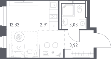 Студия, 22&nbsp;м²