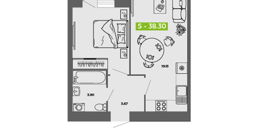 Студия, 38&nbsp;м²