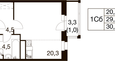 Студия, 29 м²