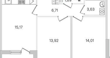 2-к. квартира, 57&nbsp;м²