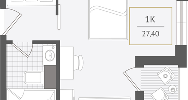 1-к. квартира, 27&nbsp;м²