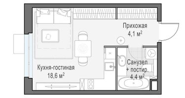 Студия, 27&nbsp;м²