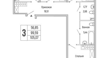 3-комнатная квартира, 105&nbsp;м²