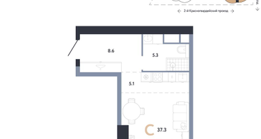 Студия, 37&nbsp;м²