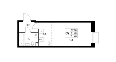 Студия, 31&nbsp;м²