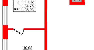 1-к. квартира, 34&nbsp;м²