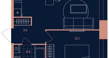 2-к. квартира, 39&nbsp;м²