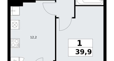 1-к. квартира, 39 м²