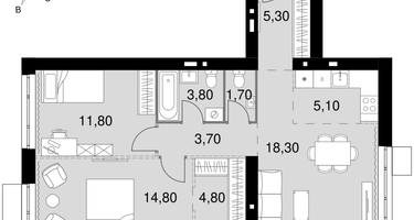 3-к. квартира, 69&nbsp;м²