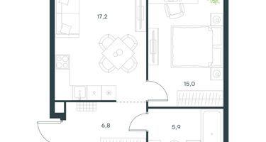 1-к. квартира, 44&nbsp;м²