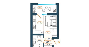 Студия, 27&nbsp;м²