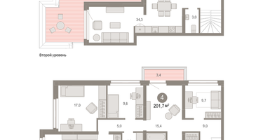 4-к. квартира, 201 м²