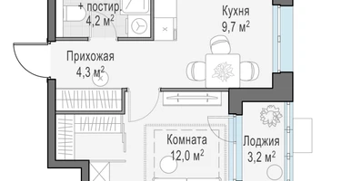 1-к. квартира, 31&nbsp;м²
