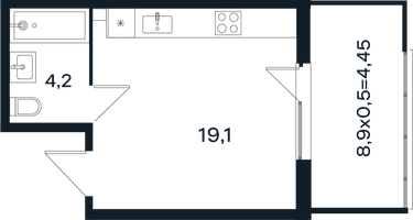 Студия, 27&nbsp;м²