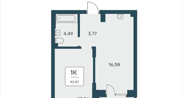 1-к. квартира, 40&nbsp;м²