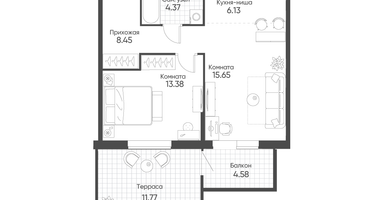 2-к. квартира, 52&nbsp;м²