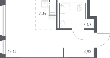 Студия, 21&nbsp;м²