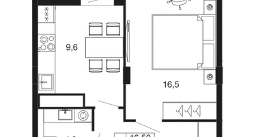 1-к. квартира, 40&nbsp;м²