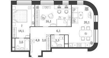 2-к. квартира, 71&nbsp;м²