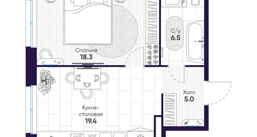 1-к. квартира, 49&nbsp;м²