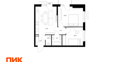 2-к. квартира, 53&nbsp;м²
