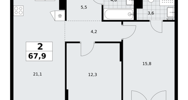 2-к. квартира, 67&nbsp;м²