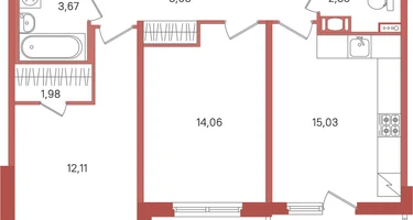 2-к. квартира, 59&nbsp;м²