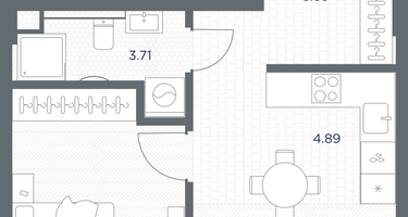 1-к. квартира, 36 м²