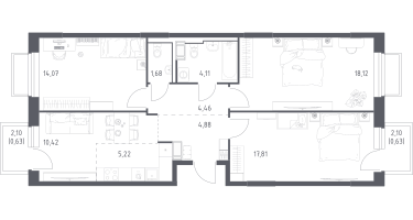 Студия, 82&nbsp;м²