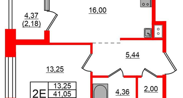 1-к. квартира, 43&nbsp;м²