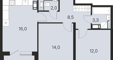 2-к. квартира, 57&nbsp;м²