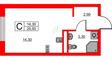 Студия, 20&nbsp;м²
