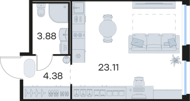 Студия, 31 м²