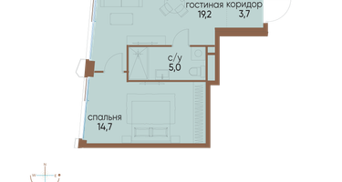 1-к. квартира, 42&nbsp;м²