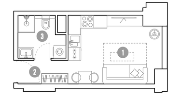 Студия, 19 м²