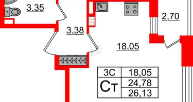 Студия, 24 м²