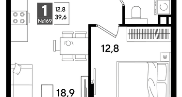 1-к. квартира, 39&nbsp;м²