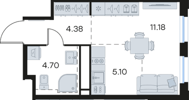 Студия, 25 м²