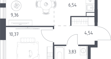 Студия, 34&nbsp;м²