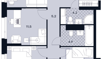 3-к. квартира, 72 м²
