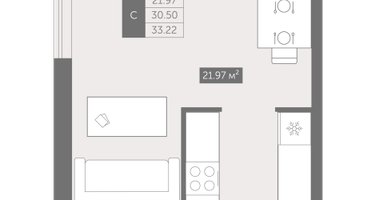 Студия, 33&nbsp;м²